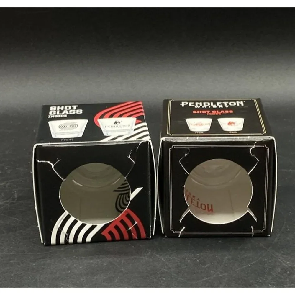 Pendleton Whisky Shot Glass Portland Trail Blazers New Boxed Bottle Topper LOT 2